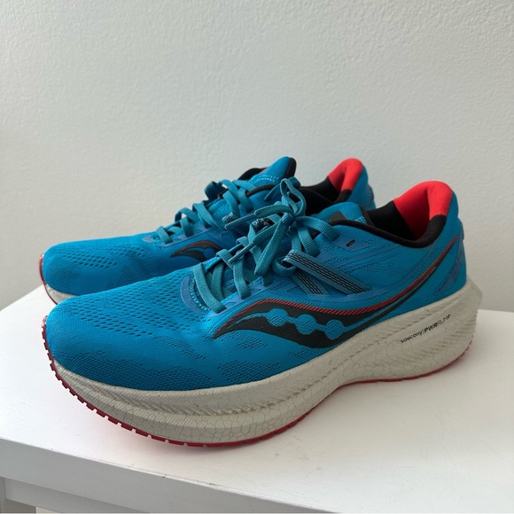Saucony Triumph 20 Running Shoes Blue Red Men’s Size 8.5 PWRRUN+ - Picture 2 of 11